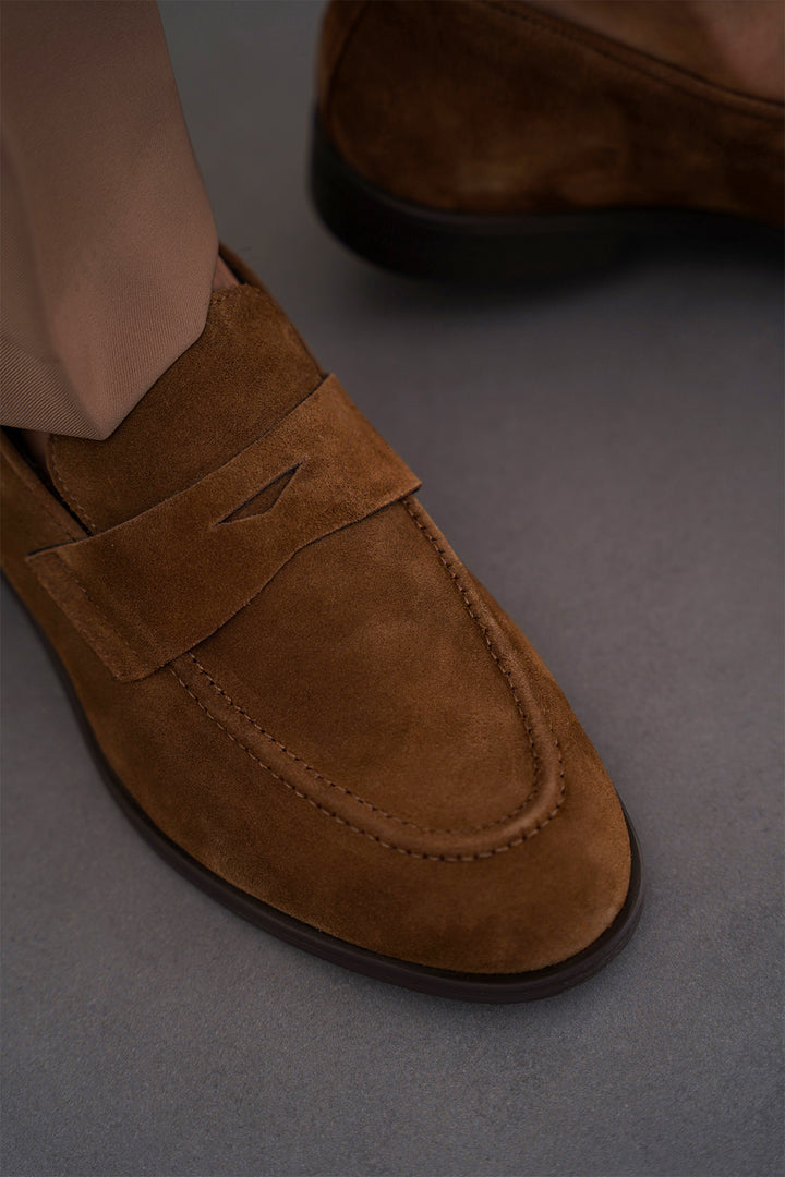 BROWN GENUINE SUEDE LOAFERS