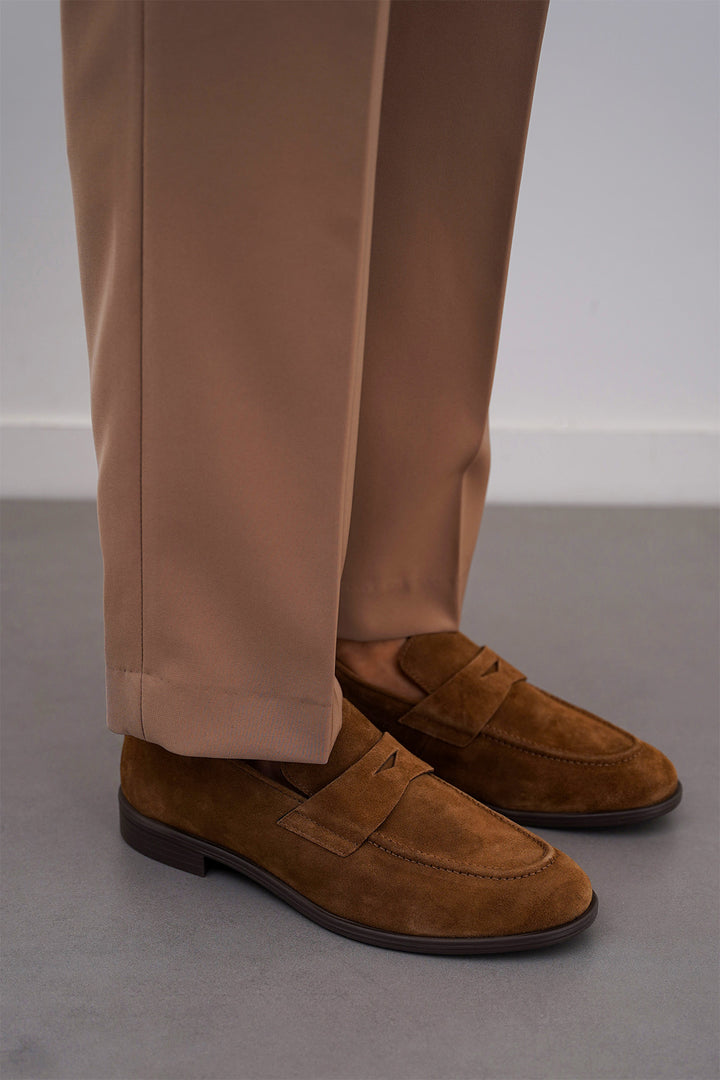 BROWN GENUINE SUEDE LOAFERS