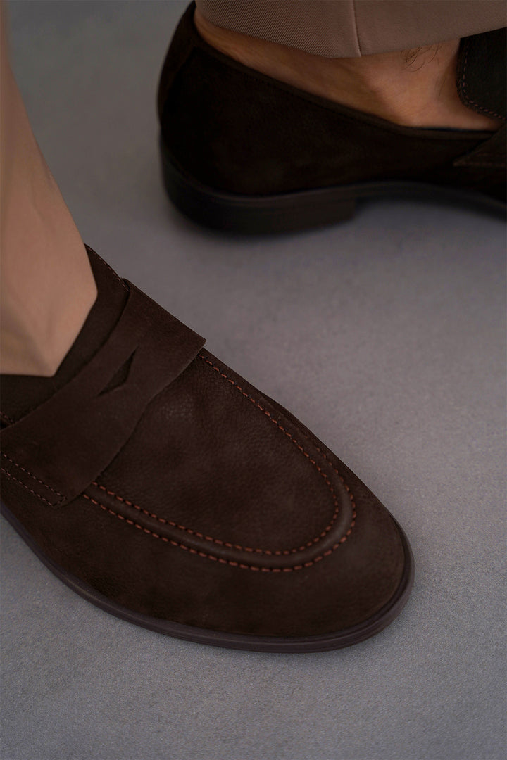 DARK BROWN GENUINE NUBUCK LOAFERS