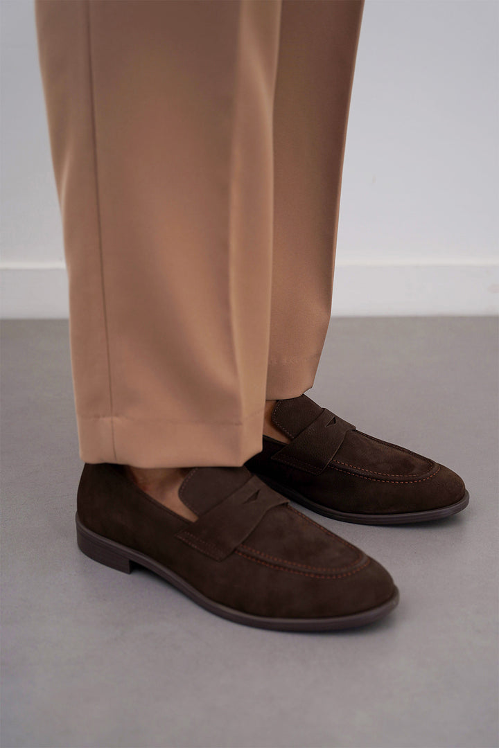 DARK BROWN GENUINE NUBUCK LOAFERS