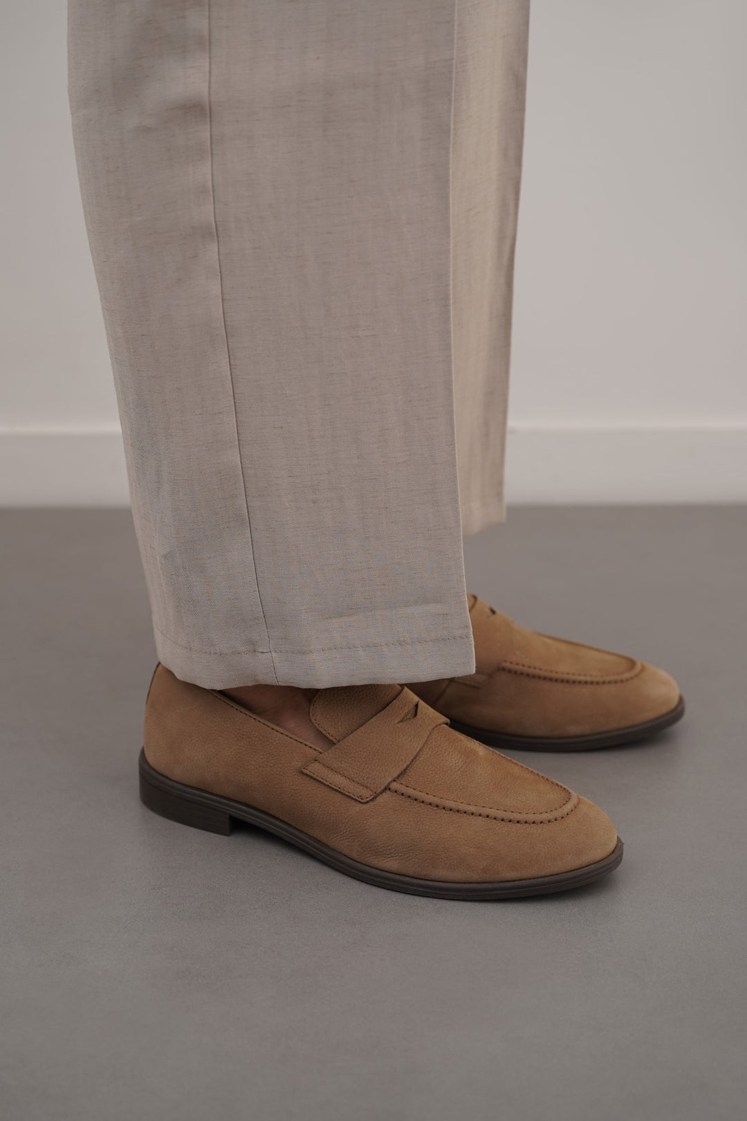 TAUPE GENUINE NUBUCK LOAFERS