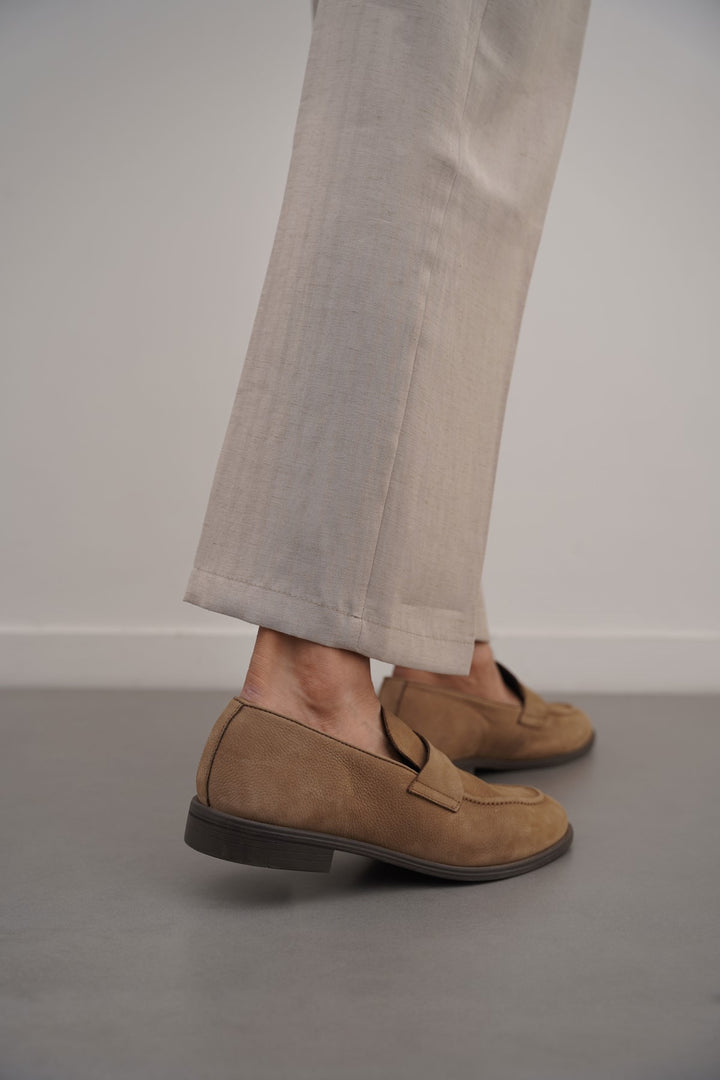 TAUPE GENUINE NUBUCK LOAFERS