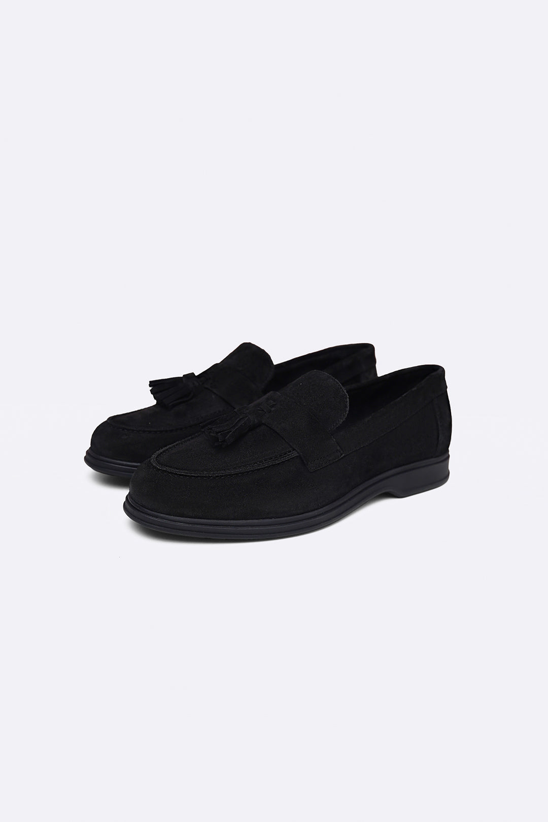 BLACK SUEDE LEATHER TASSEL LOAFERS