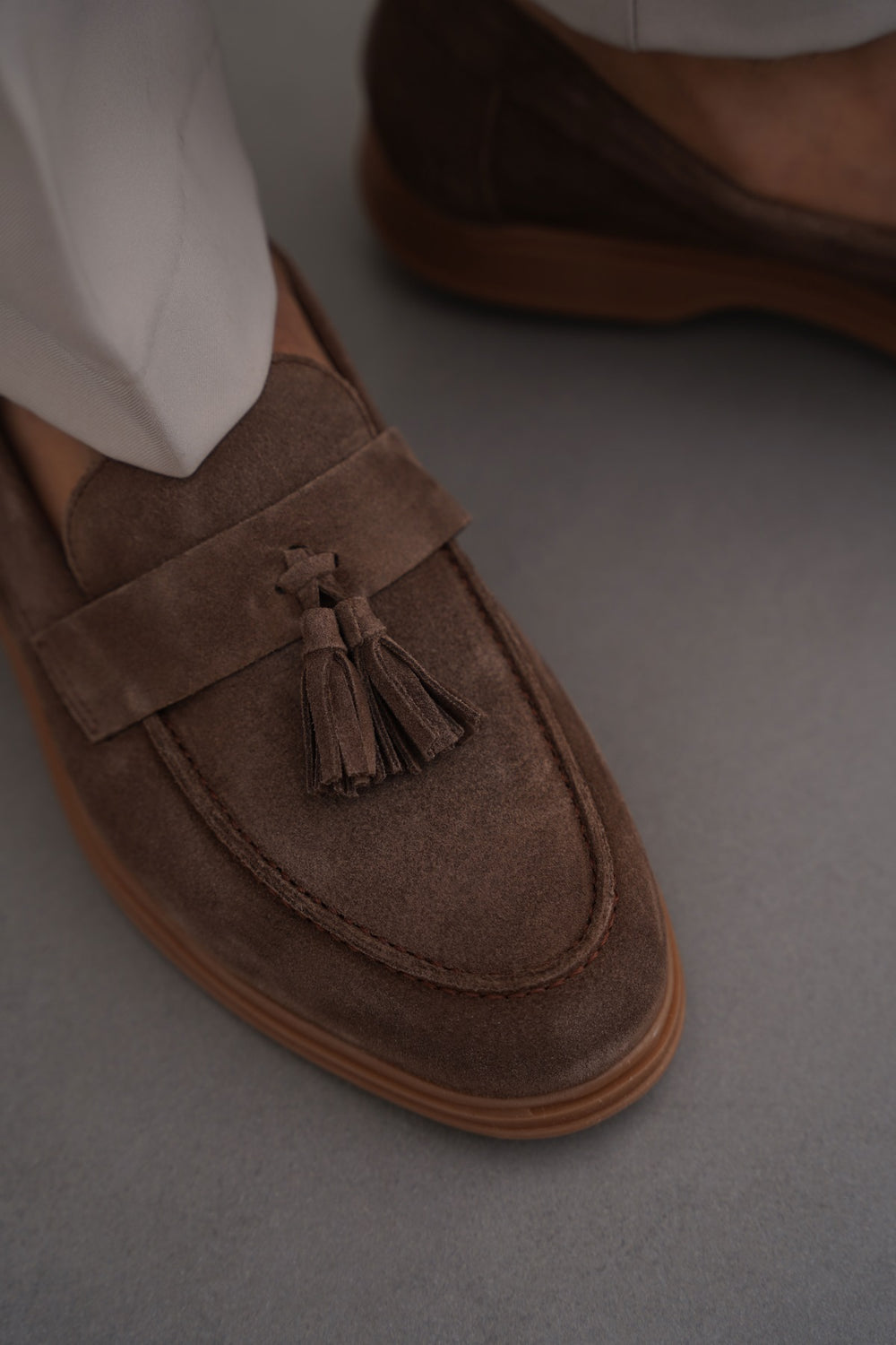 BROWN SUEDE LEATHER TASSEL LOAFERS