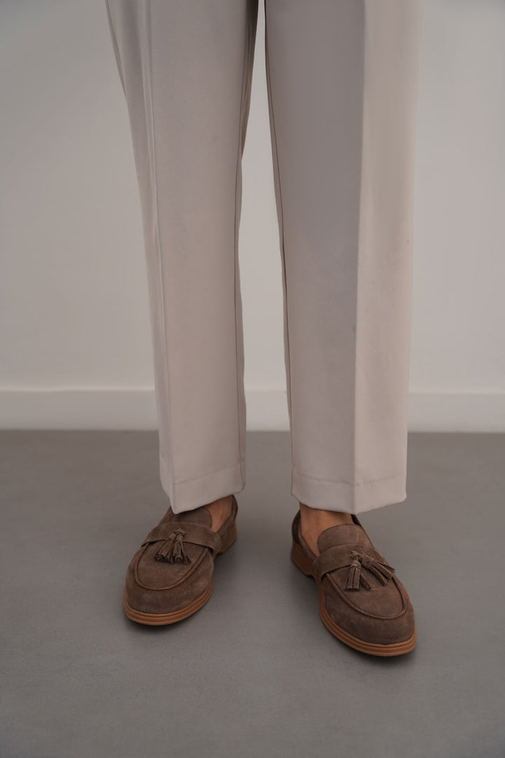 BROWN SUEDE LEATHER TASSEL LOAFERS