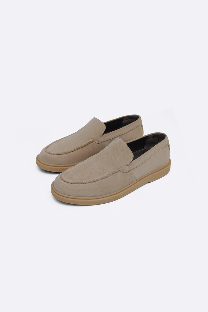 SAND SUEDE LEATHER SLIP-ON LOAFERS