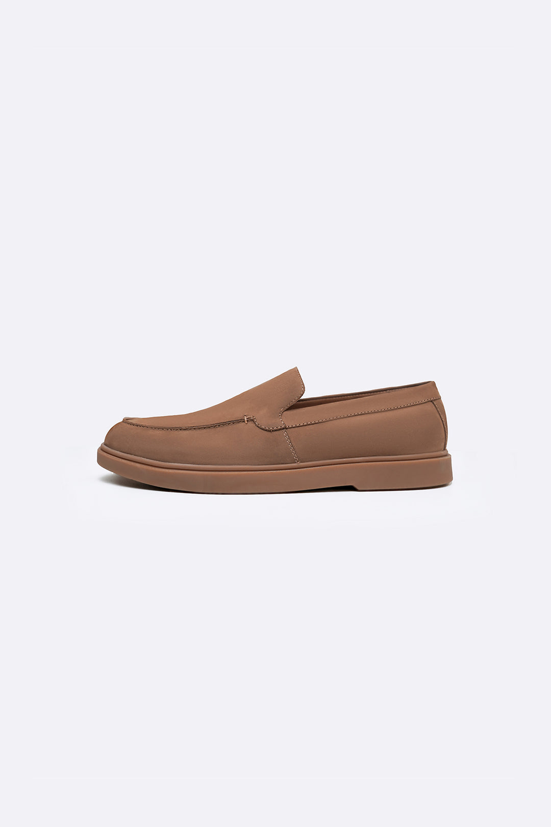 CAMEL NUBUCK LEATHER SLIP ON LOAFERS