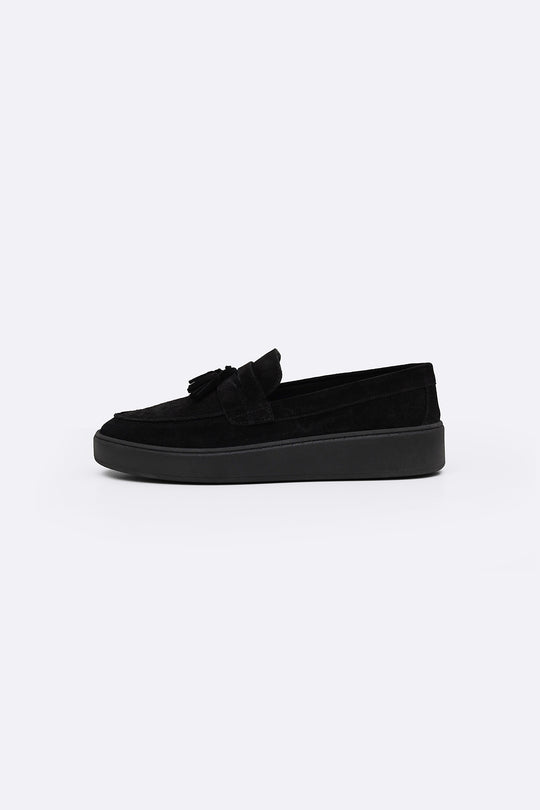 BLACK SUEDE LEATHER TASSEL LOAFERS