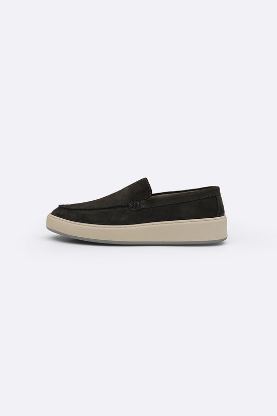GREY SUEDE LEATHER SLIP ON LOAFER