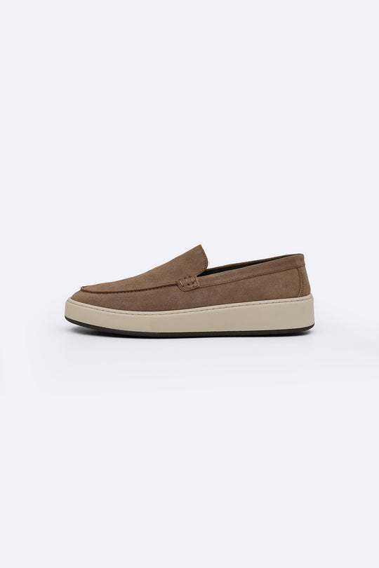 TAUPE SUEDE LEATHER SLIP ON LOAFERS