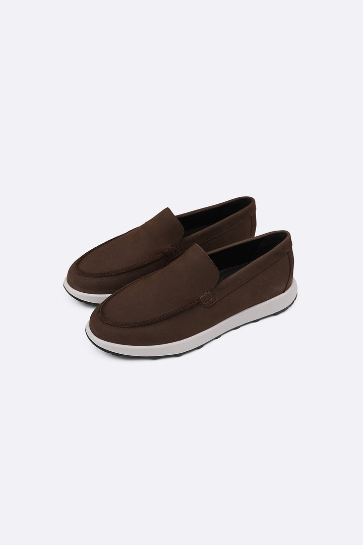 COFFEE AIR LEATHER LOAFERS