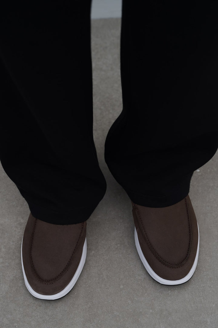COFFEE AIR LEATHER LOAFERS