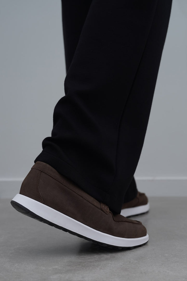 COFFEE AIR LEATHER LOAFERS