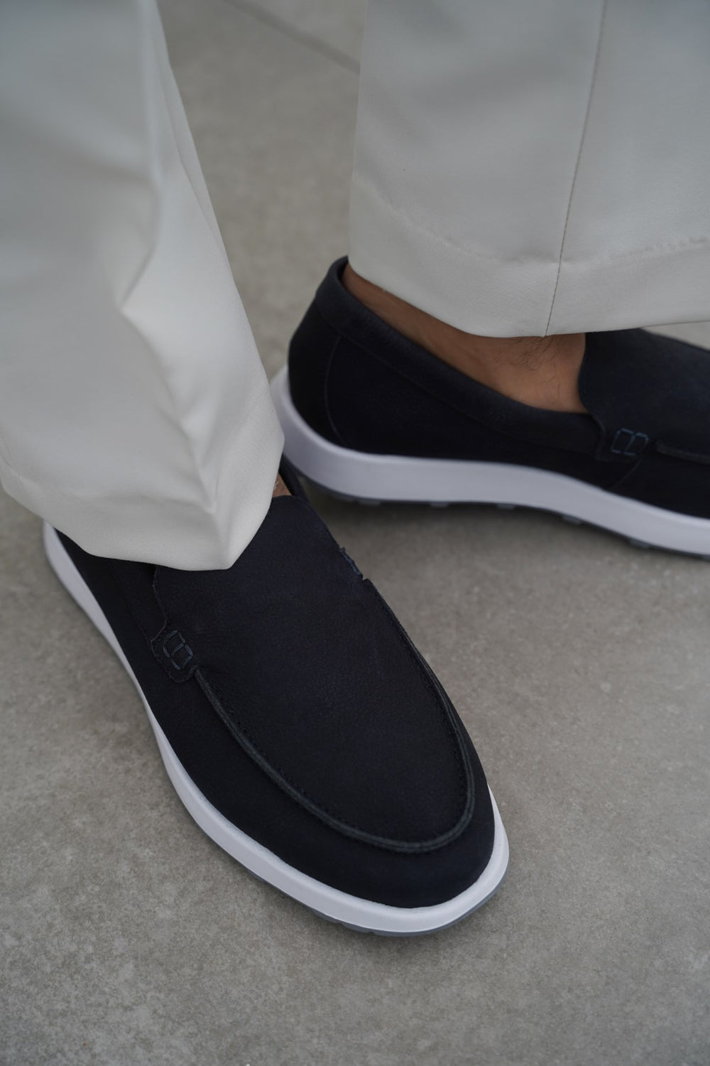 NAVY AIR LEATHER LOAFERS