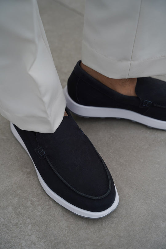 NAVY AIR LEATHER LOAFERS