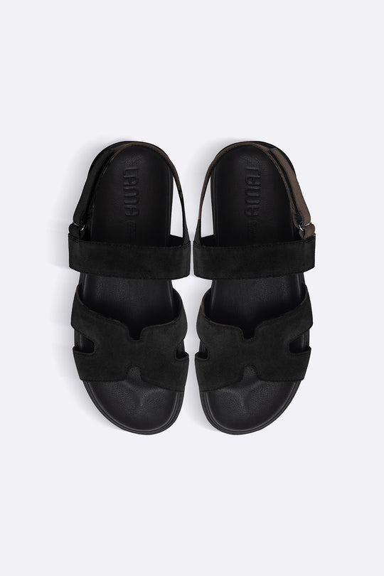 BLACK CLASSIC SUEDE LEATHER SANDALS