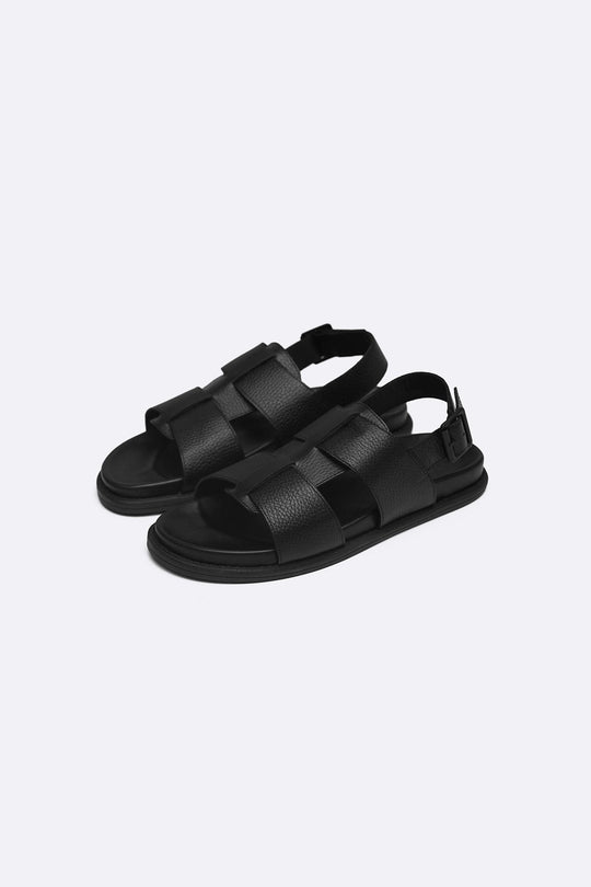BLACK CLASSIC LEATHER SANDALS