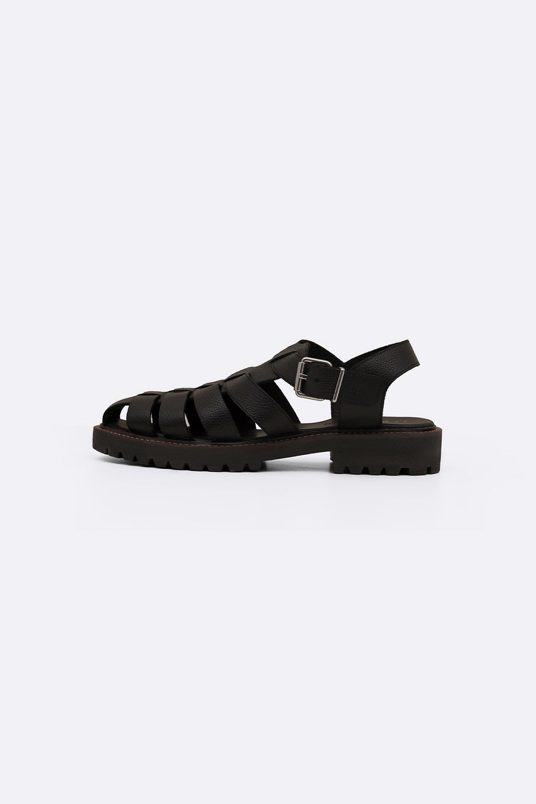 BLACK CLASSIC FISHERMAN LEATHER SANDALS