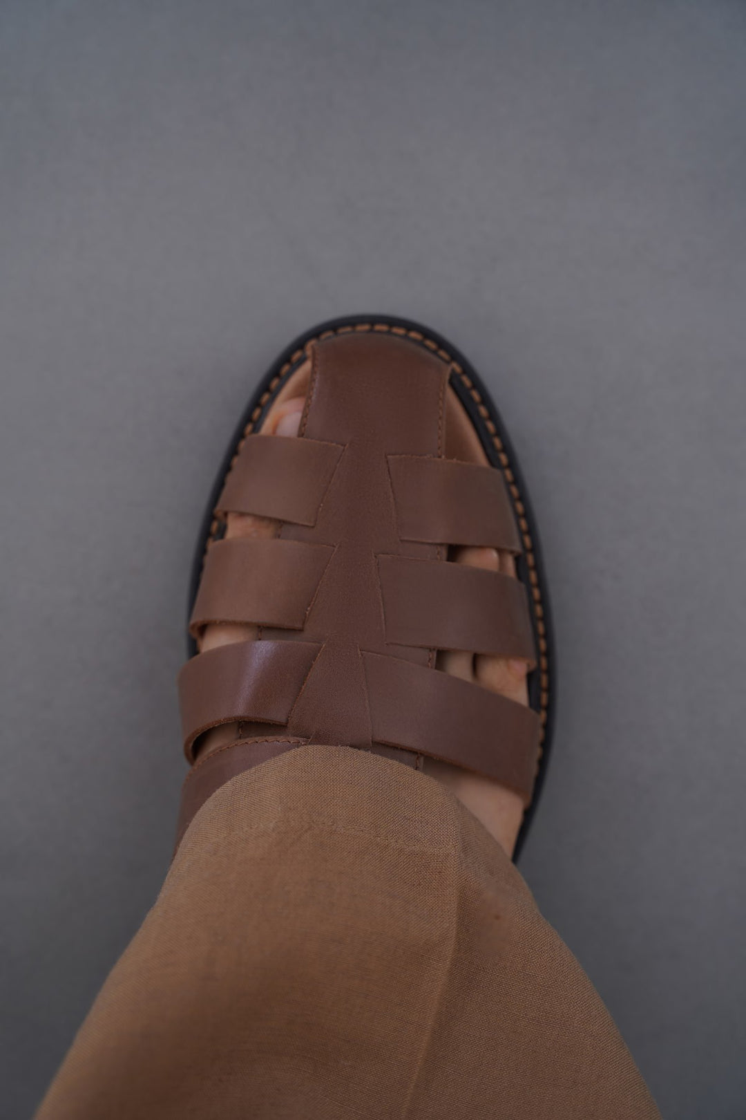BROWN CLASSIC FISHERMAN LEATHER SANDALS