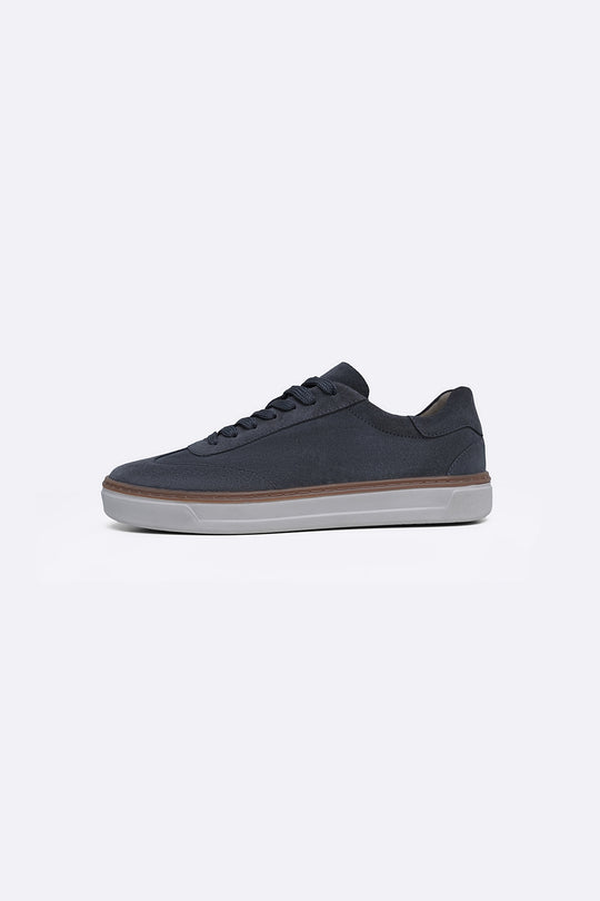 GREY LACE-UP LEATHER SNEAKERS