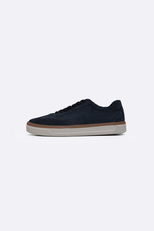 NAVY LACE-UP LEATHER SNEAKERS