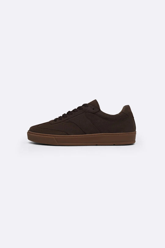 BROWN LACE-UP LEATHER SNEAKER