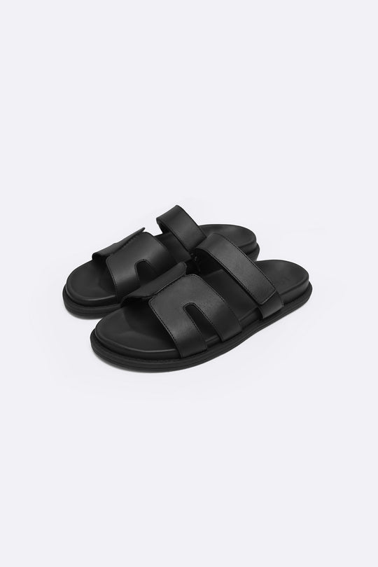 BLACK CLASSIC LEATHER SLIDE