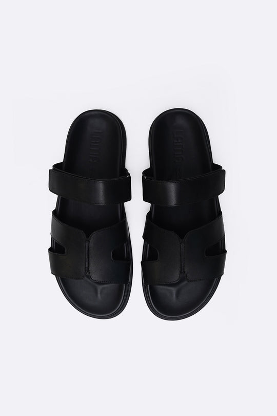 BLACK CLASSIC LEATHER SLIDE