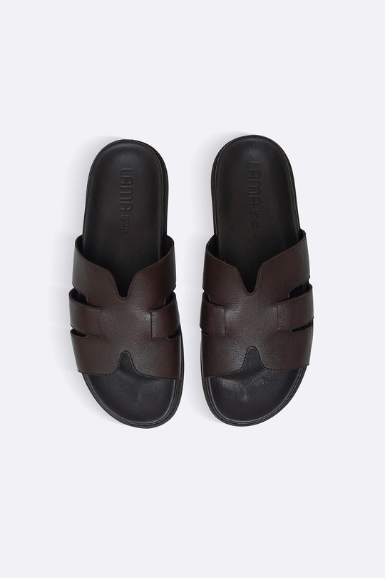 BROWN CLASSIC LEATHER SLIDES