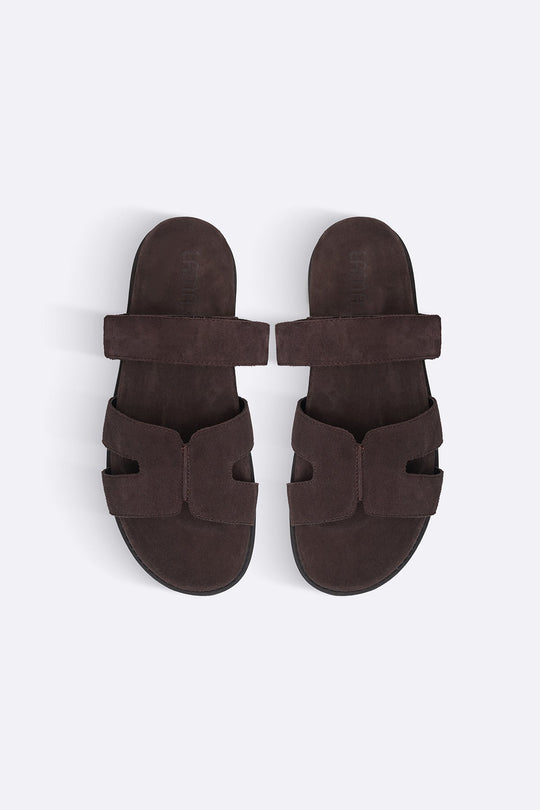 COFFEE CLASSIC SUEDE LEATHER SLIDE