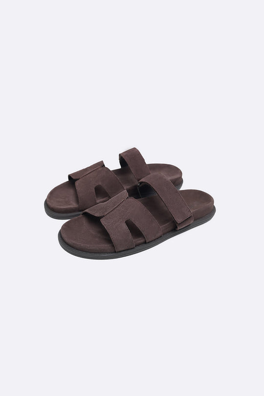 COFFEE CLASSIC SUEDE LEATHER SLIDE
