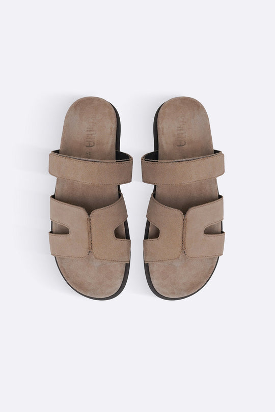 TAUPE CLASSIC SUEDE LEATHER SLIDE