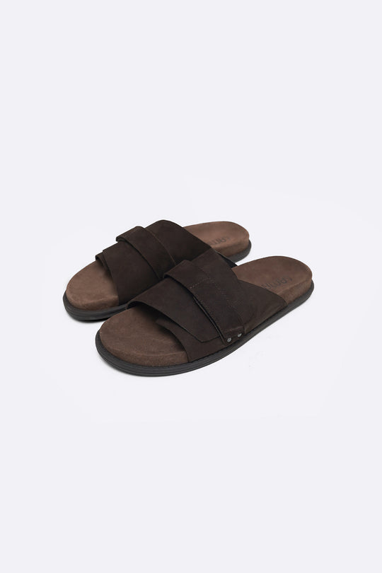 COFFEE CLASSIC LEATHER SLIDES