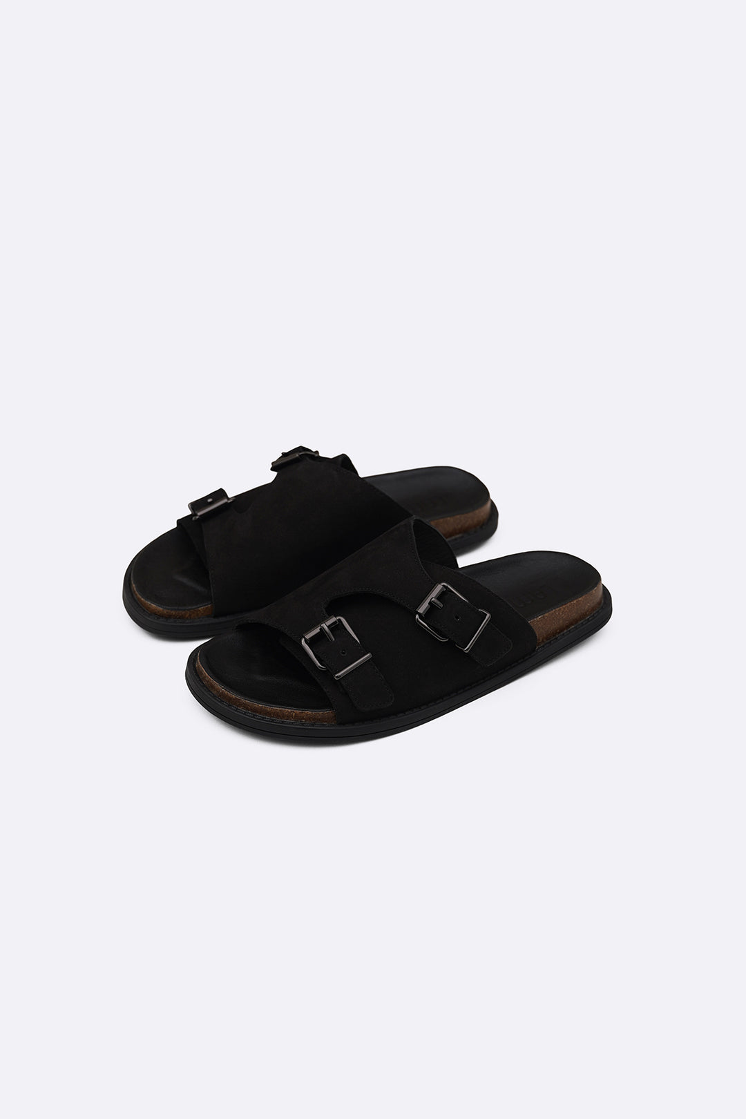 BLACK VANTA LEATHER SLIDES