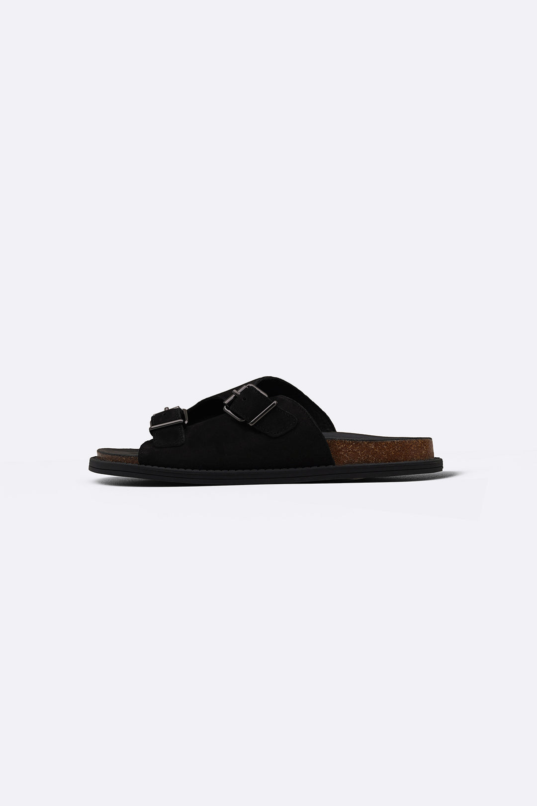 BLACK VANTA LEATHER SLIDES