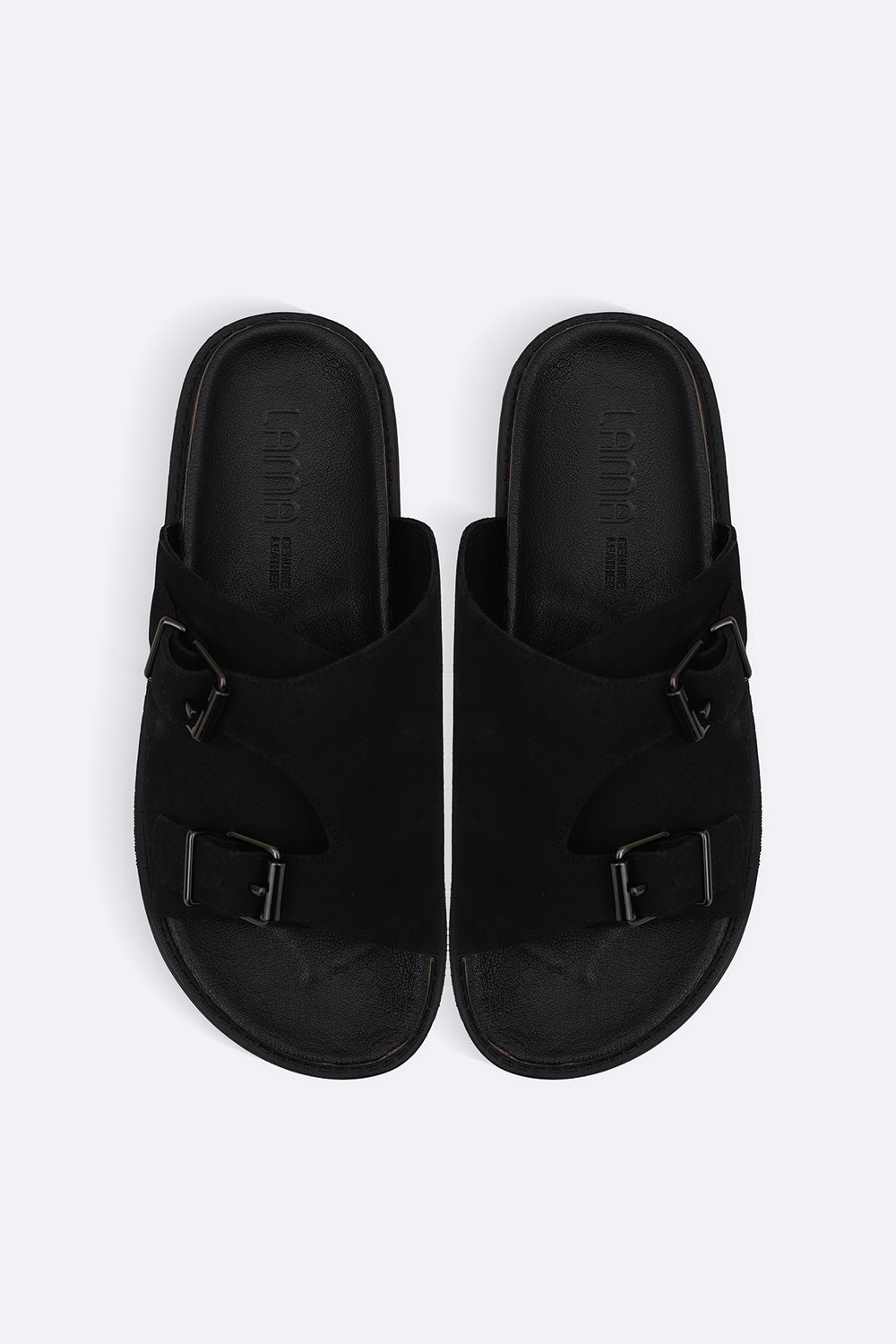 BLACK VANTA LEATHER SLIDES