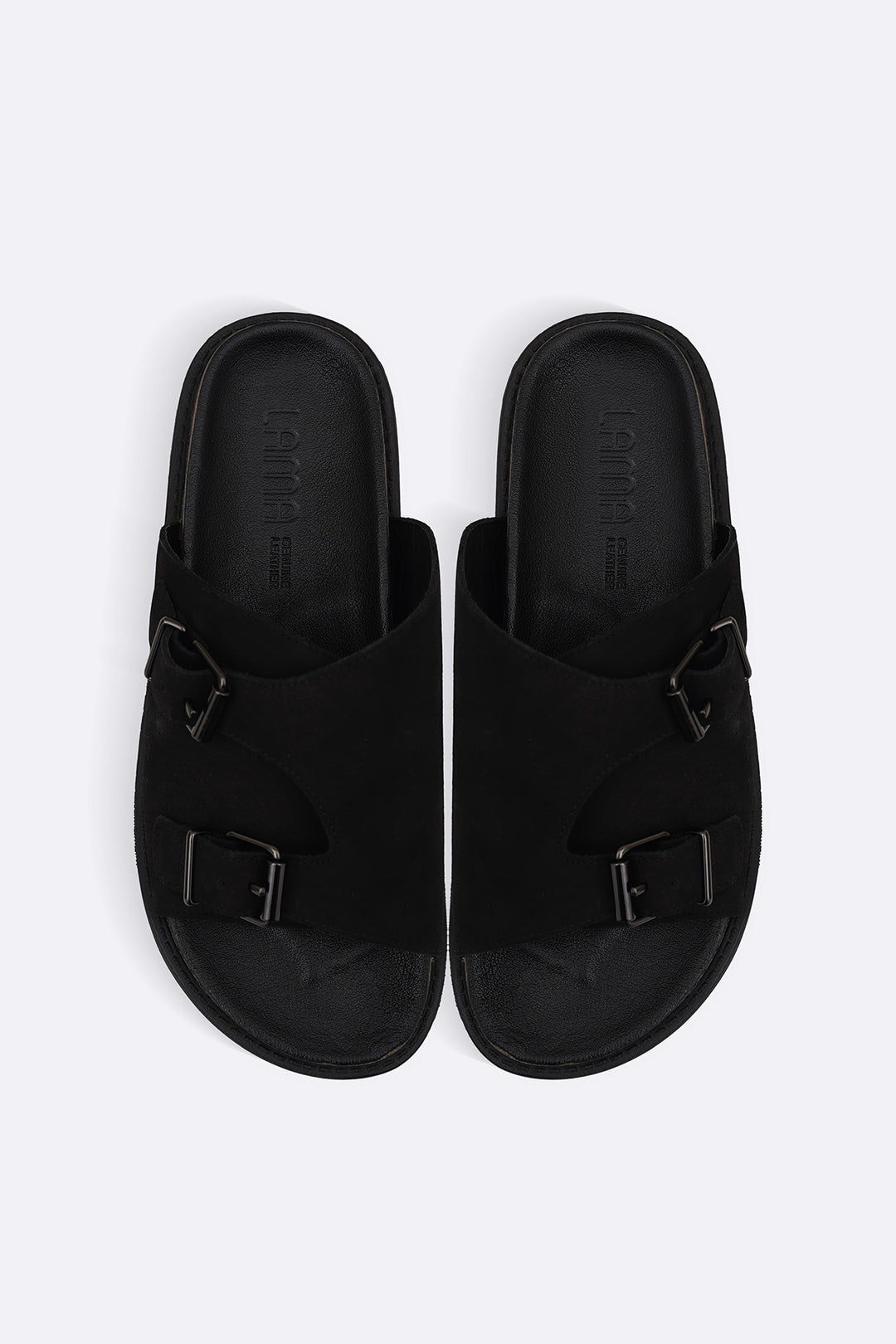 BLACK VANTA LEATHER SLIDES