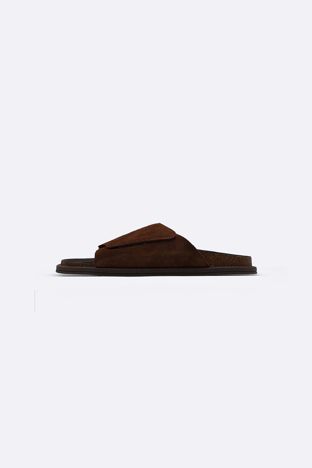 BROWN MONO SUEDE SLIDES