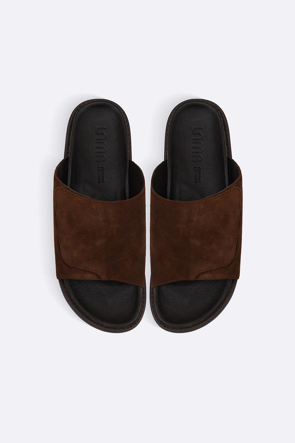 BROWN MONO SUEDE SLIDES