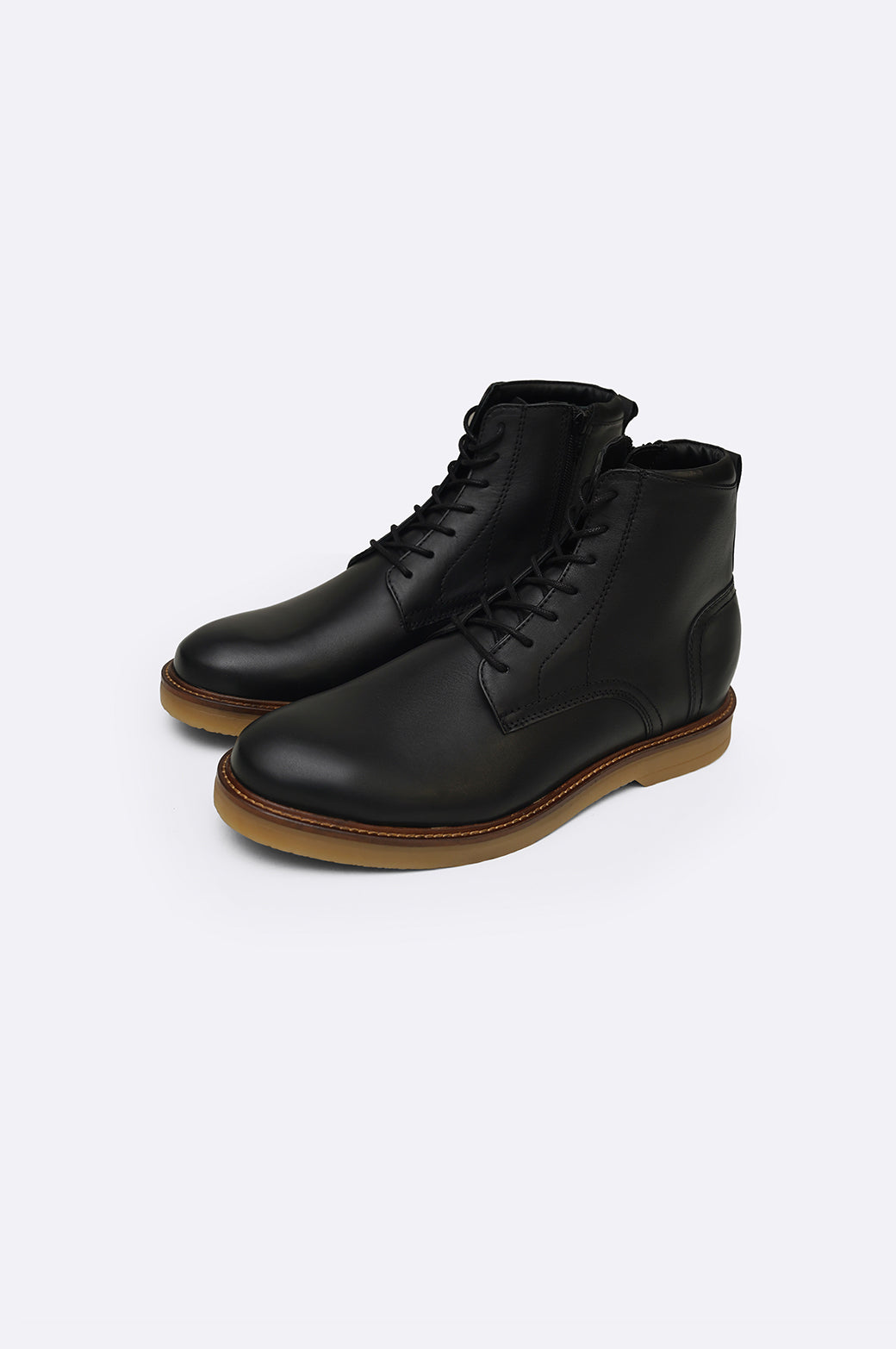 BLACK HIGH ANKLE LEATHER BOOTS