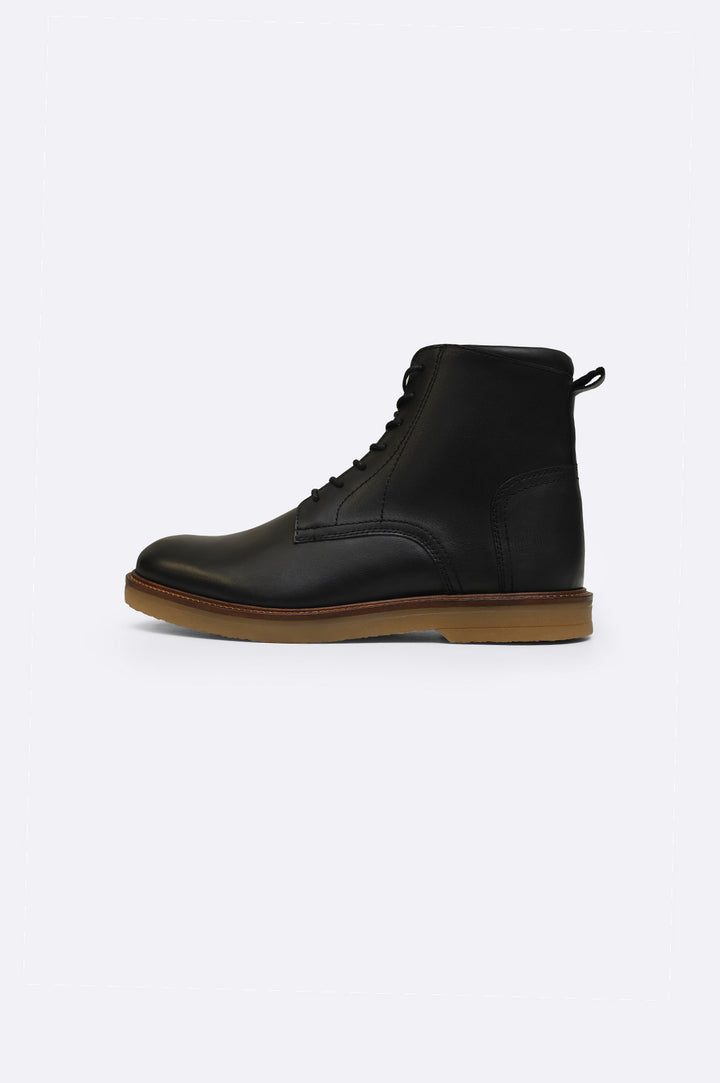 BLACK HIGH ANKLE LEATHER BOOTS