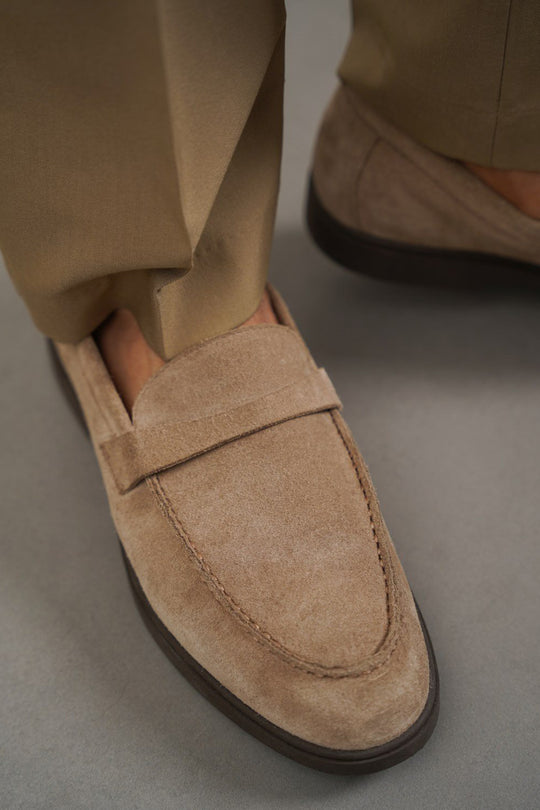 SAND SUEDE LEATHER LOAFERS
