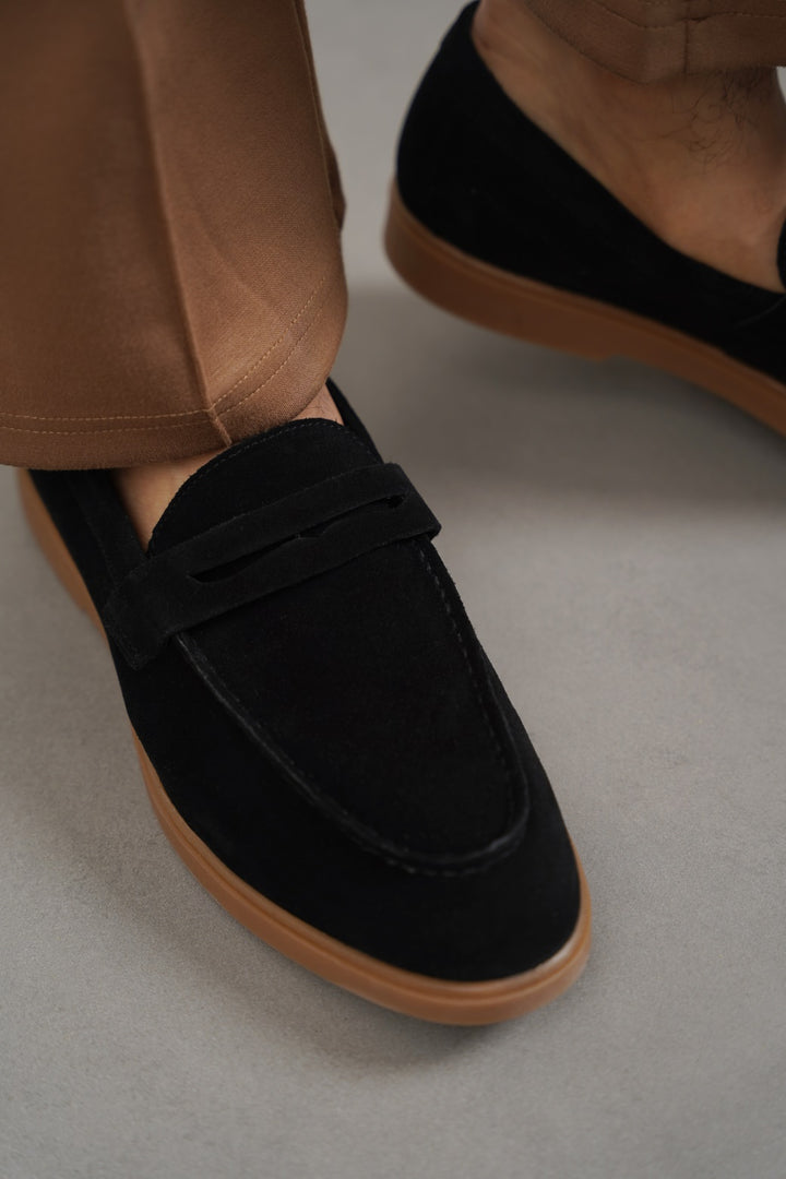 BLACK SUEDE LEATHER LOAFERS