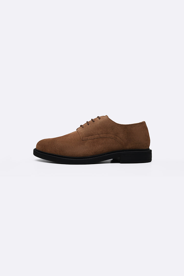 BROWN LEATHER DERBY SHOES