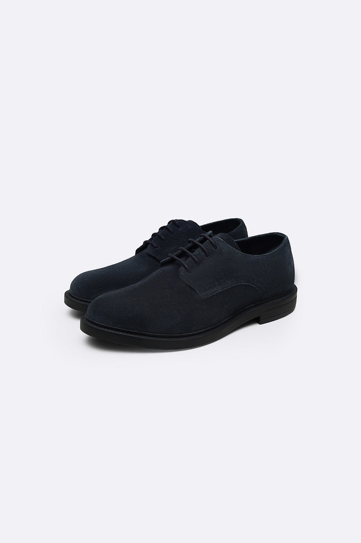 NAVY LEATHER DERBY SHOES