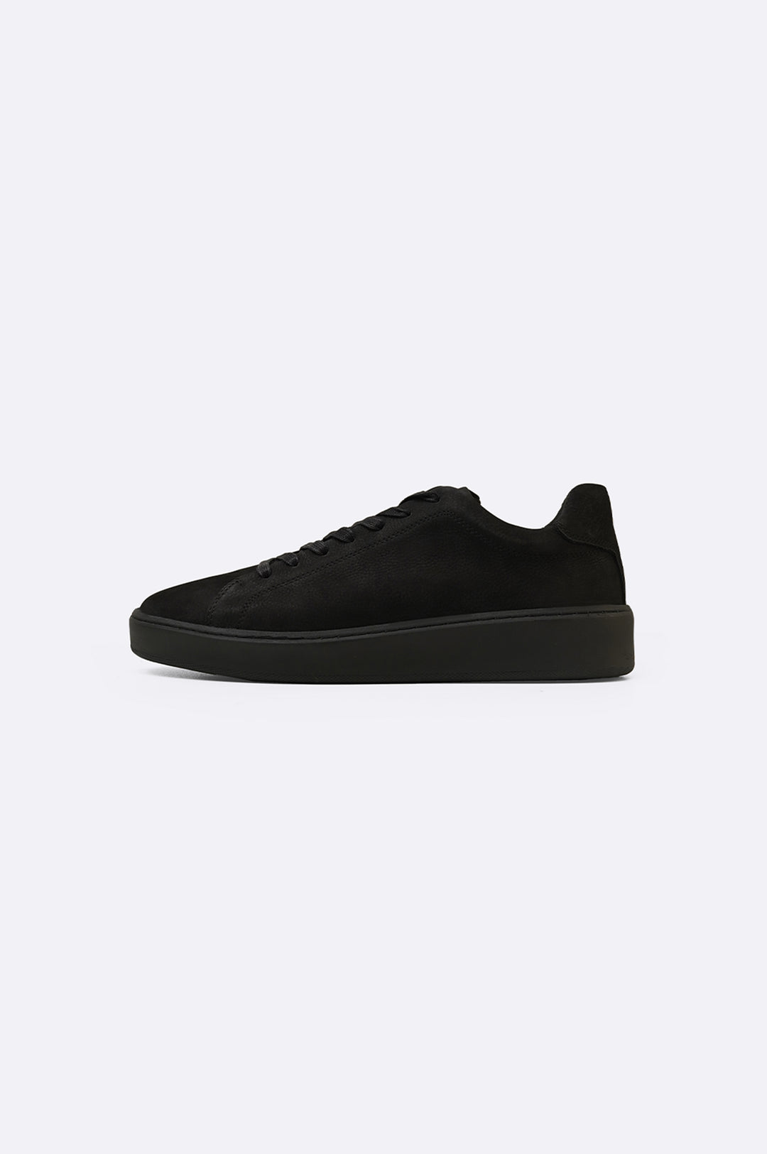 ALL BLACK LEATHER LACE-UP SNEAKERS