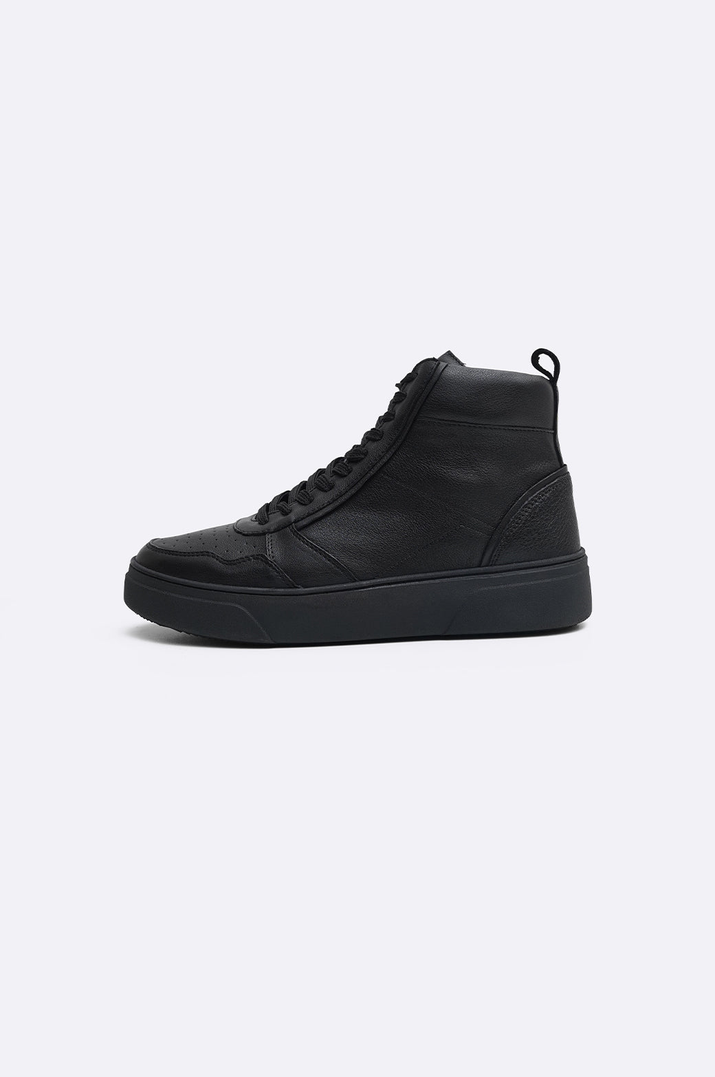 BLACK HIGH TOP LEATHER SNEAKERS