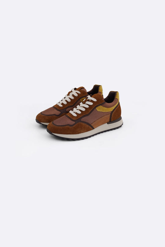 BROWN CONTRAST LEATHER JOGGERS