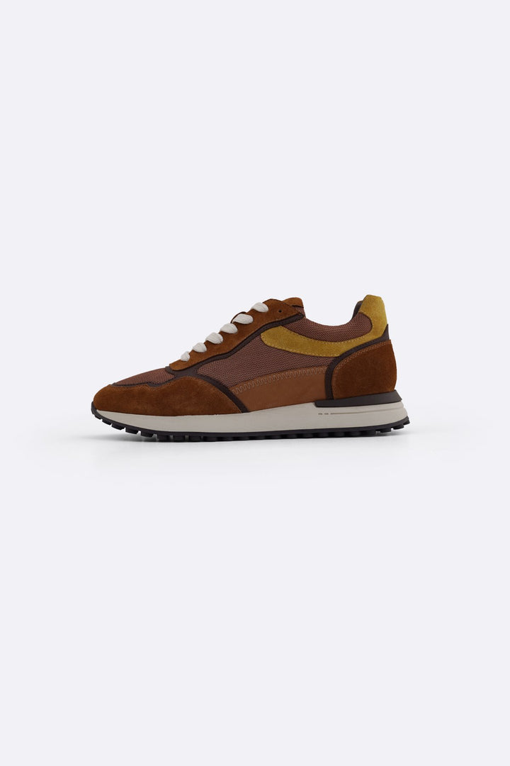 BROWN CONTRAST LEATHER JOGGERS