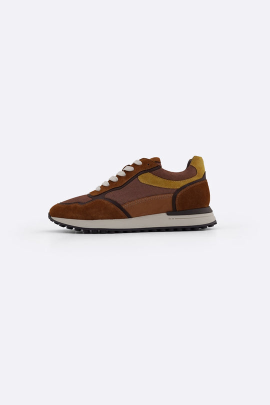 BROWN CONTRAST LEATHER JOGGERS